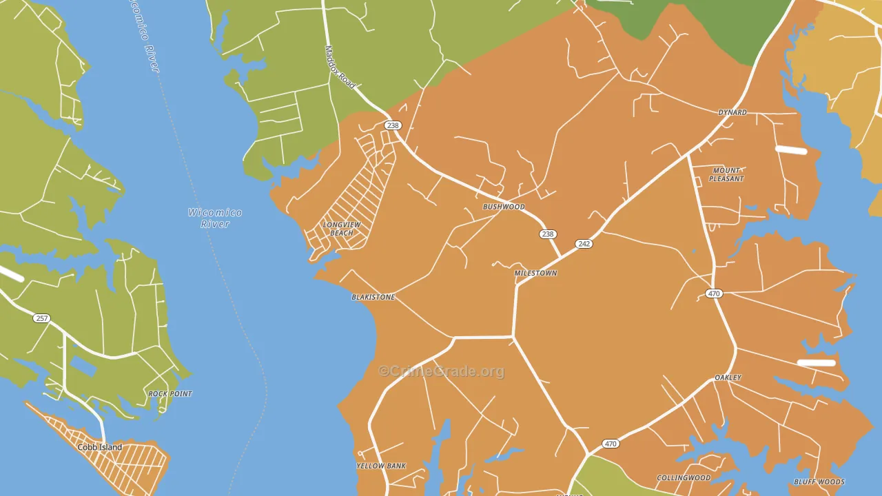 Longview Beach, MD Map of Burglary Rates