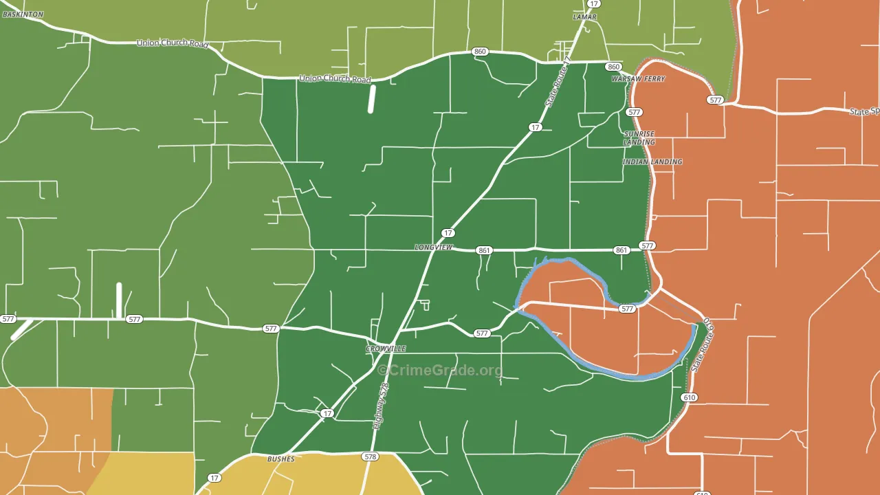 Longview, LA Map of Burglary Rates