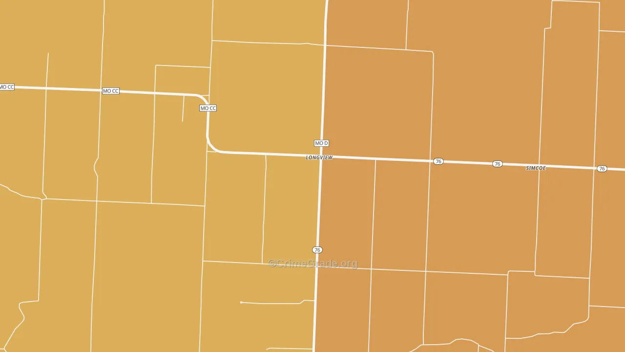 Longview, MO Map of Burglary Rates