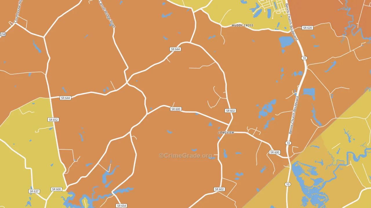 Longview, VA Map of Burglary Rates