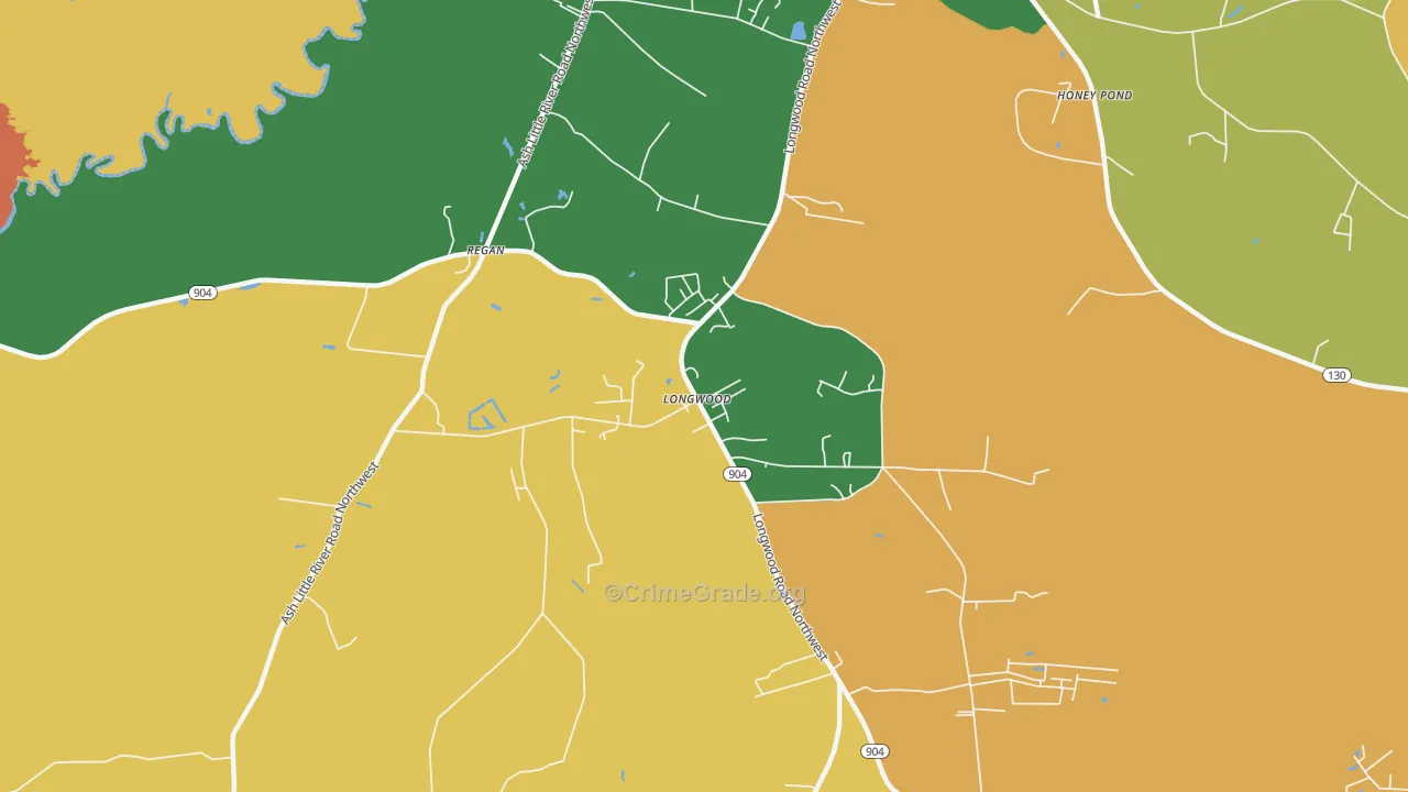 Longwood, NC Map of Burglary Rates