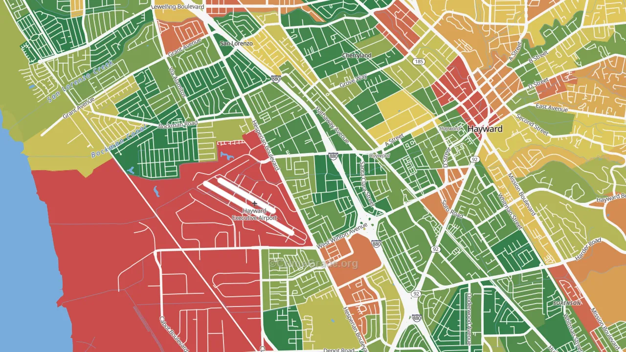 Longwood-Winton Grove, Hayward, CA Map of Burglary Rates