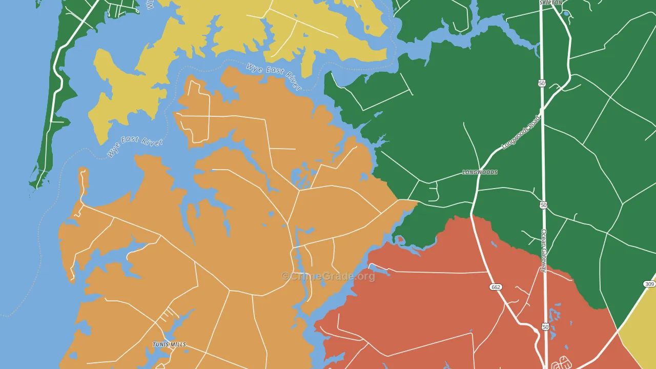 Longwoods, MD Map of Burglary Rates