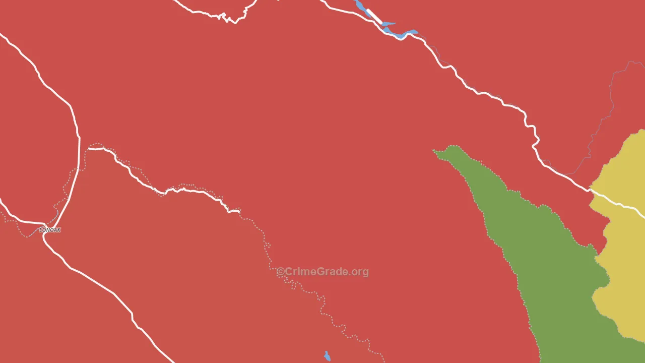 Lonoak, CA Map of Burglary Rates