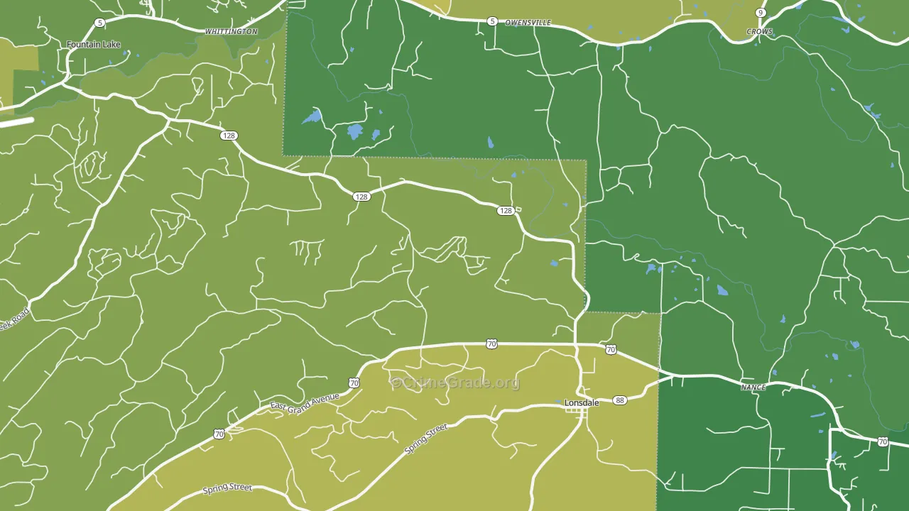 Lonsdale, AR Map of Burglary Rates