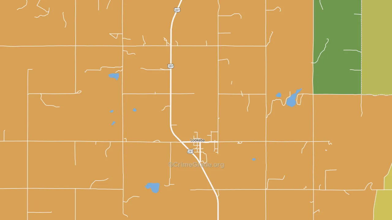 Lookeba, OK Map of Burglary Rates