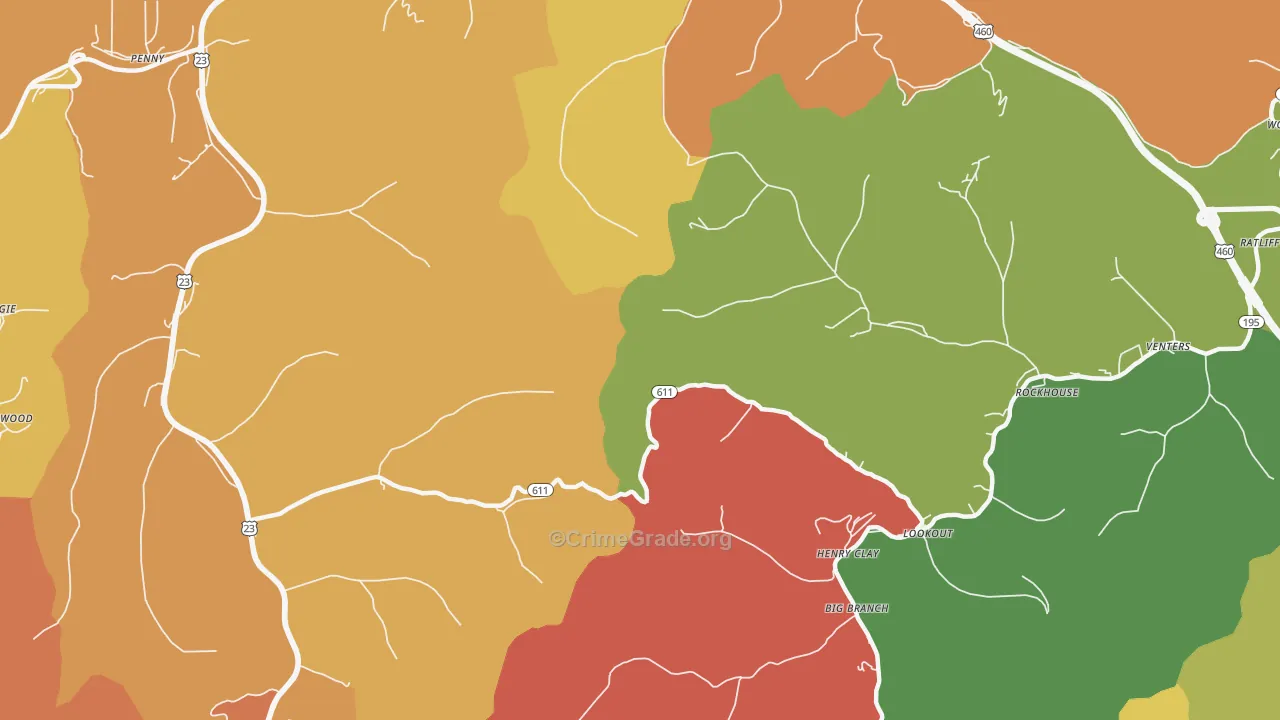 Lookout, KY Map of Burglary Rates