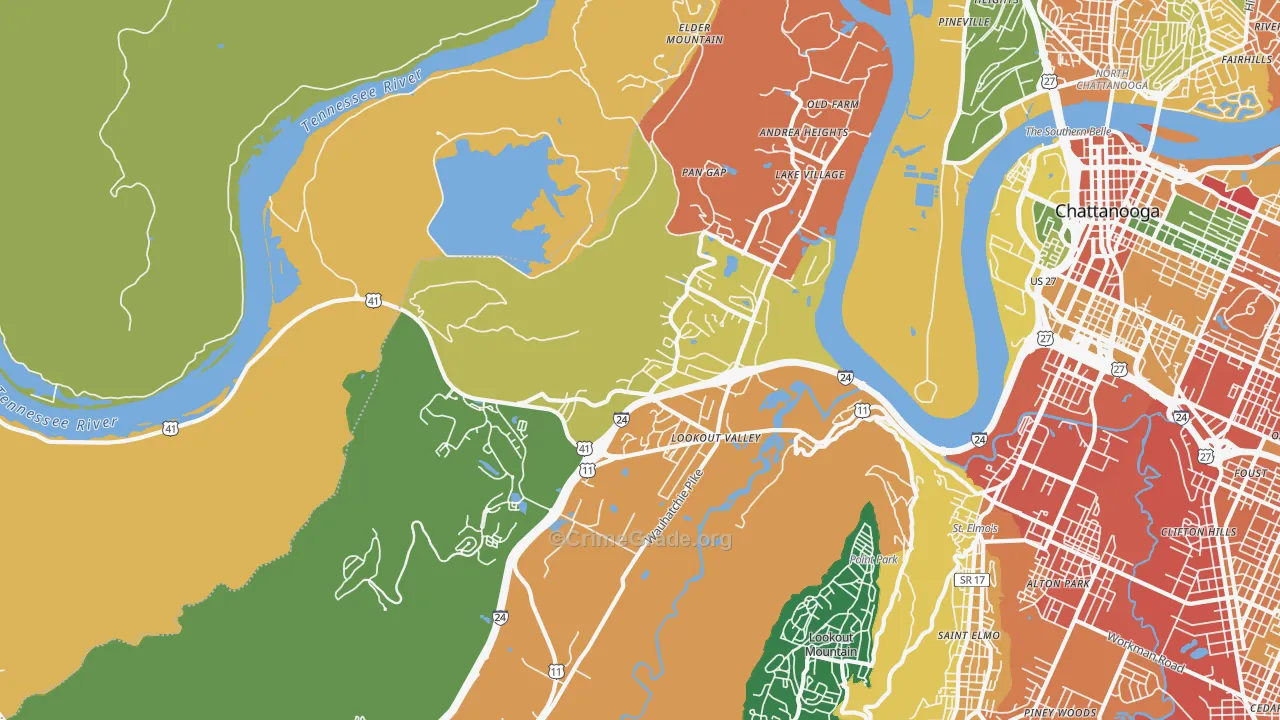 Lookout Valley, Chattanooga, TN Map of Burglary Rates