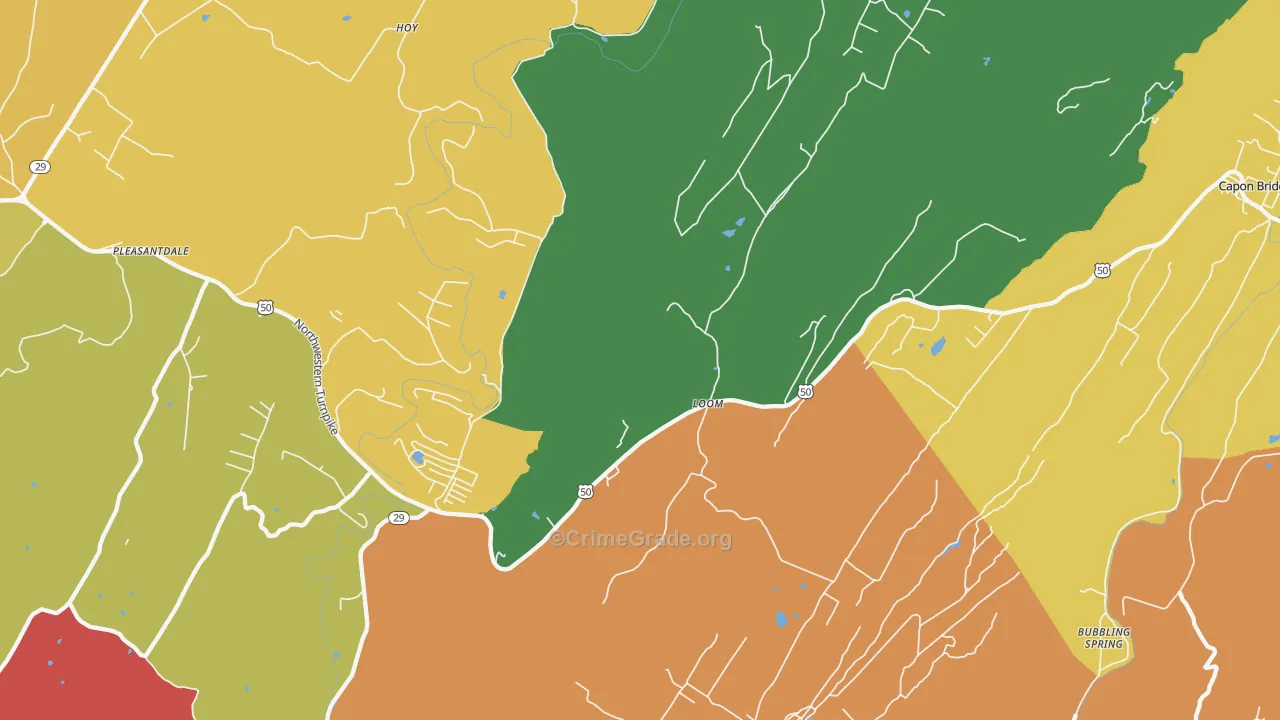 Loom, WV Map of Burglary Rates