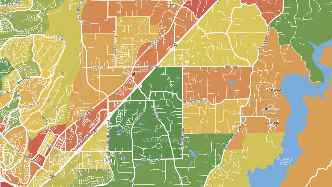 Loomis, CA Map of Burglary Rates