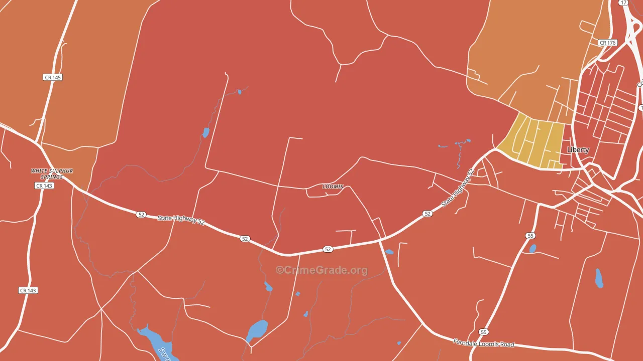Loomis, NY Map of Burglary Rates