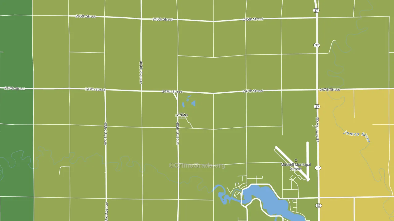 Loomis, SD Map of Burglary Rates