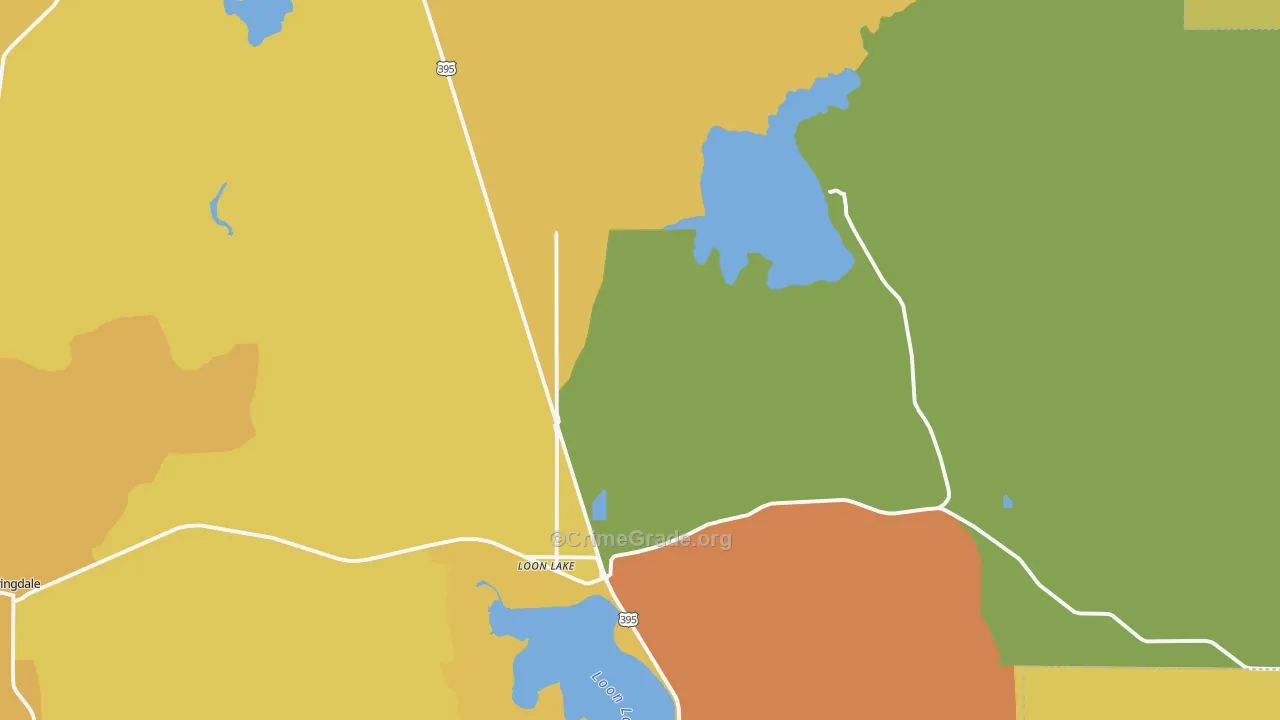 Loon Lake, WA Map of Burglary Rates