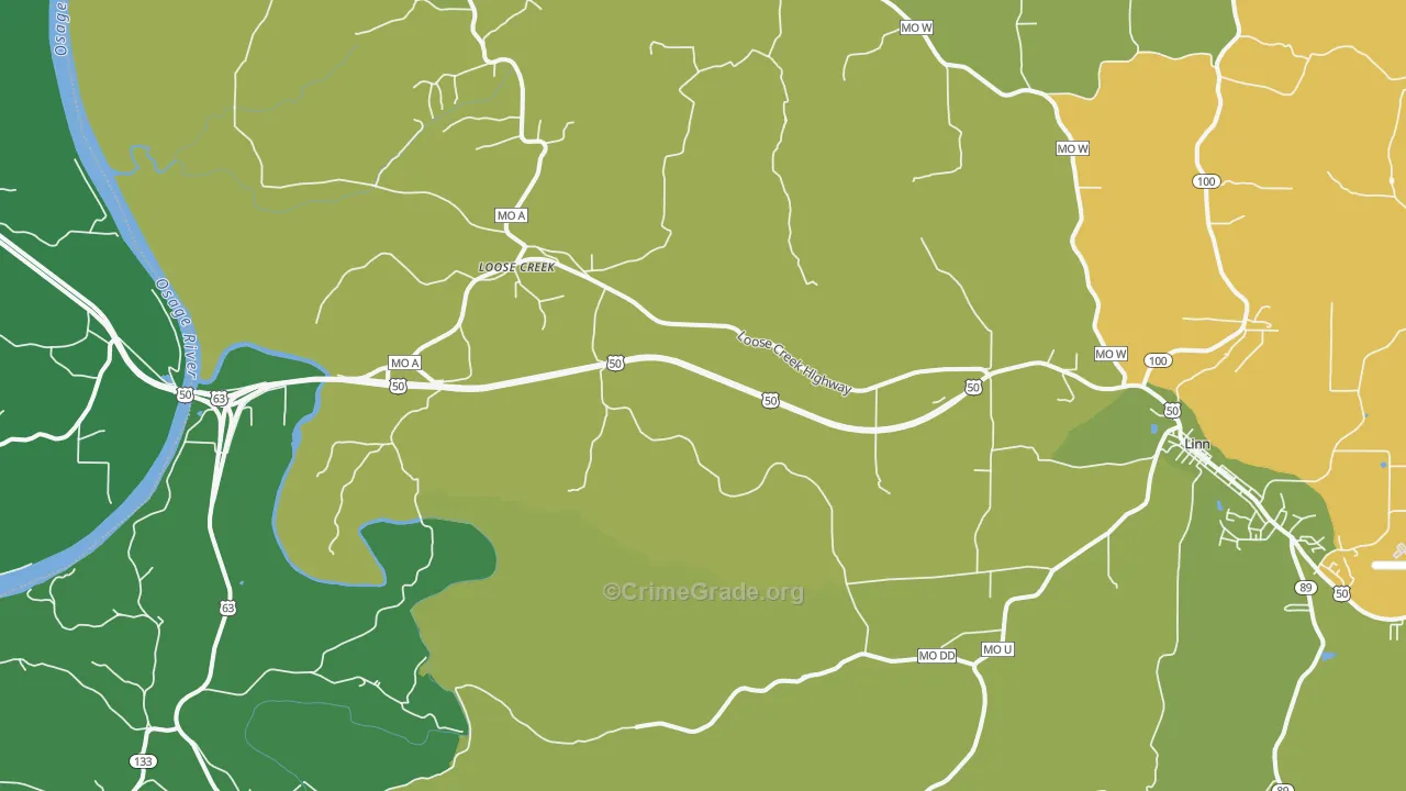Loose Creek, MO Map of Burglary Rates