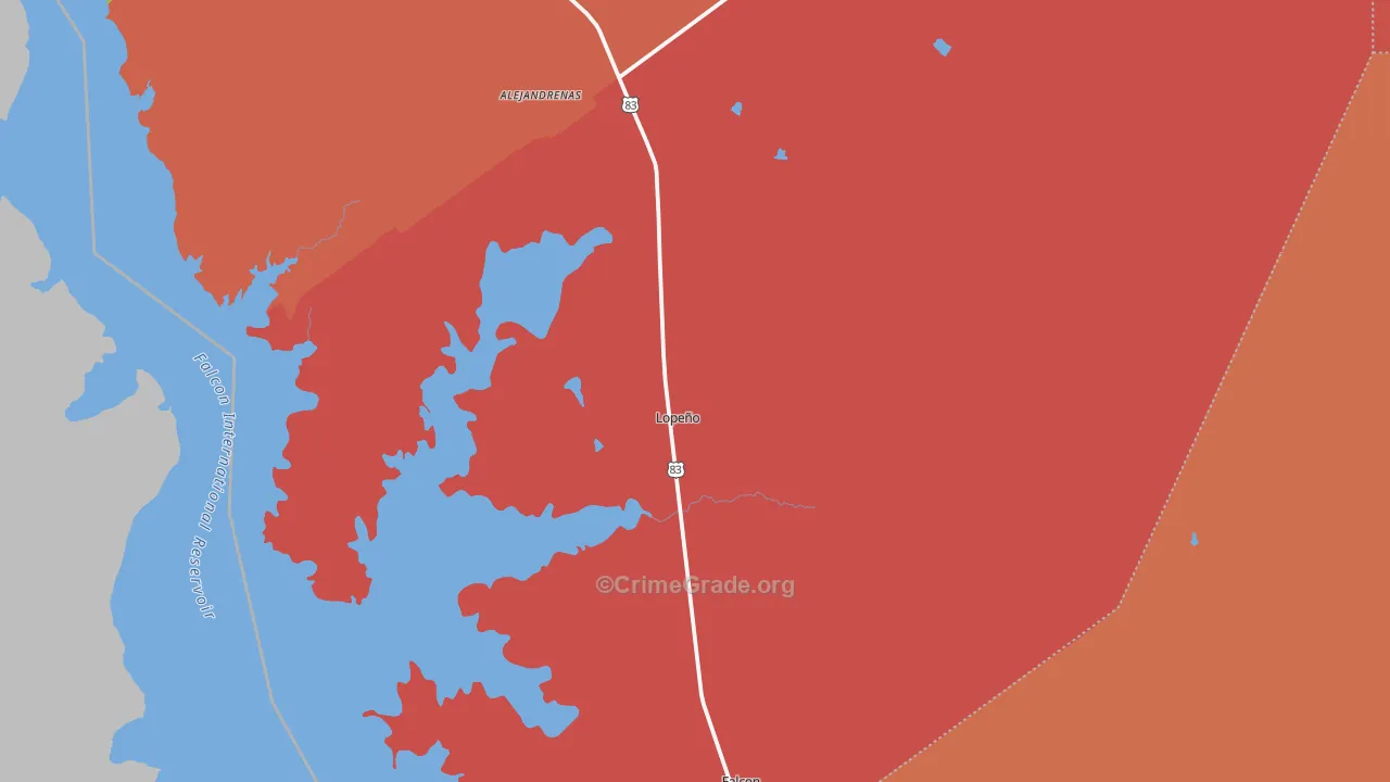Lopeno, TX Map of Burglary Rates
