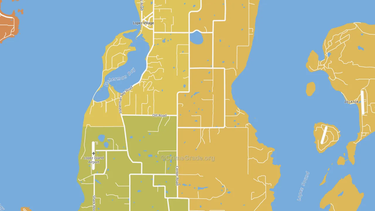 Lopez, WA Map of Burglary Rates