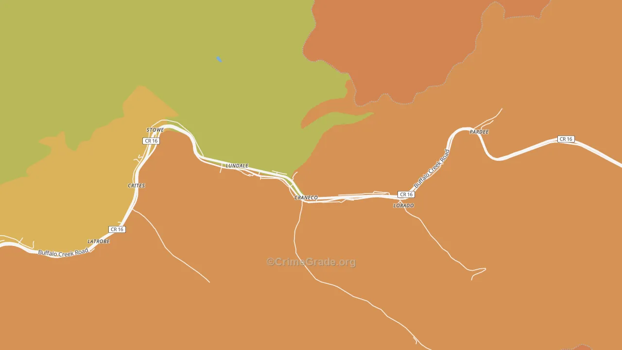Lorado, WV Map of Burglary Rates