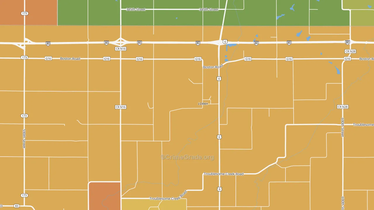 Lorah, IA Map of Burglary Rates