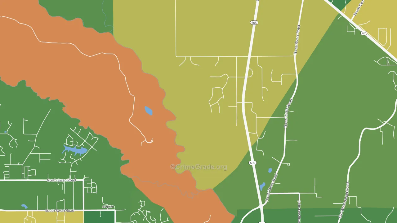Loraine, MS Map of Burglary Rates