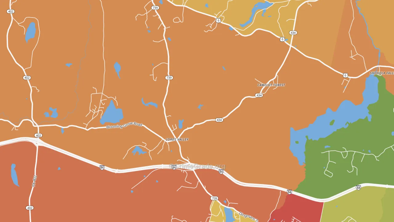 Lords Valley, PA Map of Burglary Rates