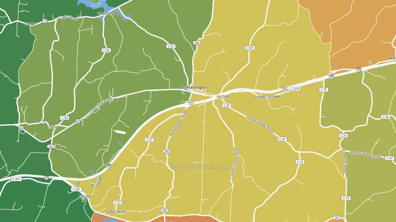 Lore City, OH Map of Burglary Rates