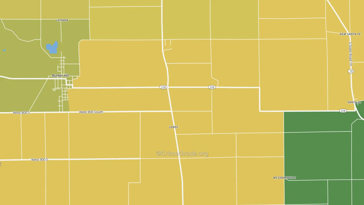 Loree, IN Map of Burglary Rates