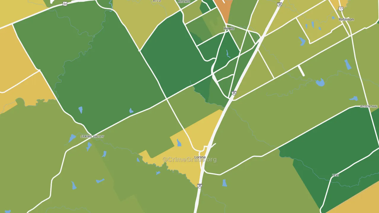 Lorena, TX Map of Burglary Rates
