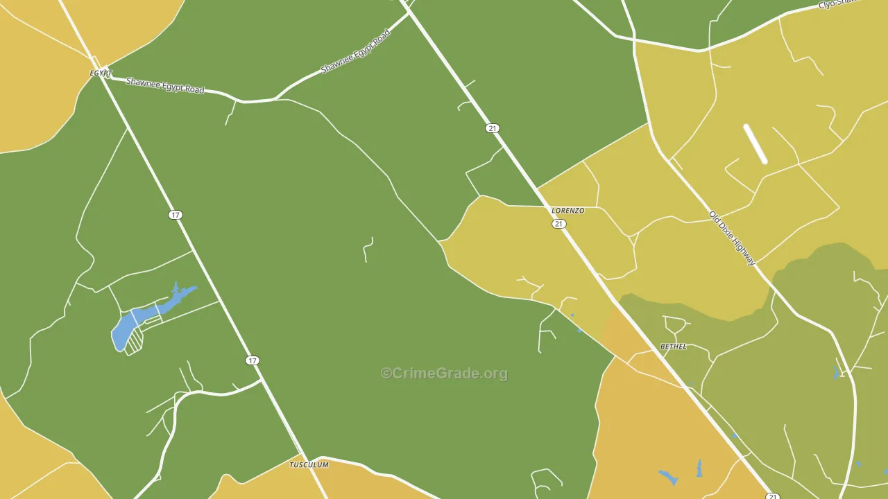 Lorenzo, GA Map of Burglary Rates