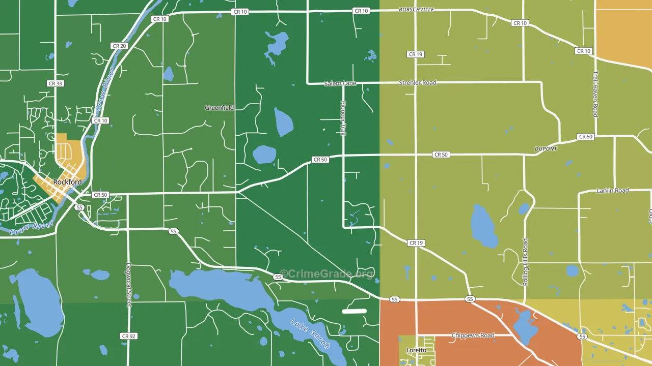 Loretto, MN Map of Burglary Rates