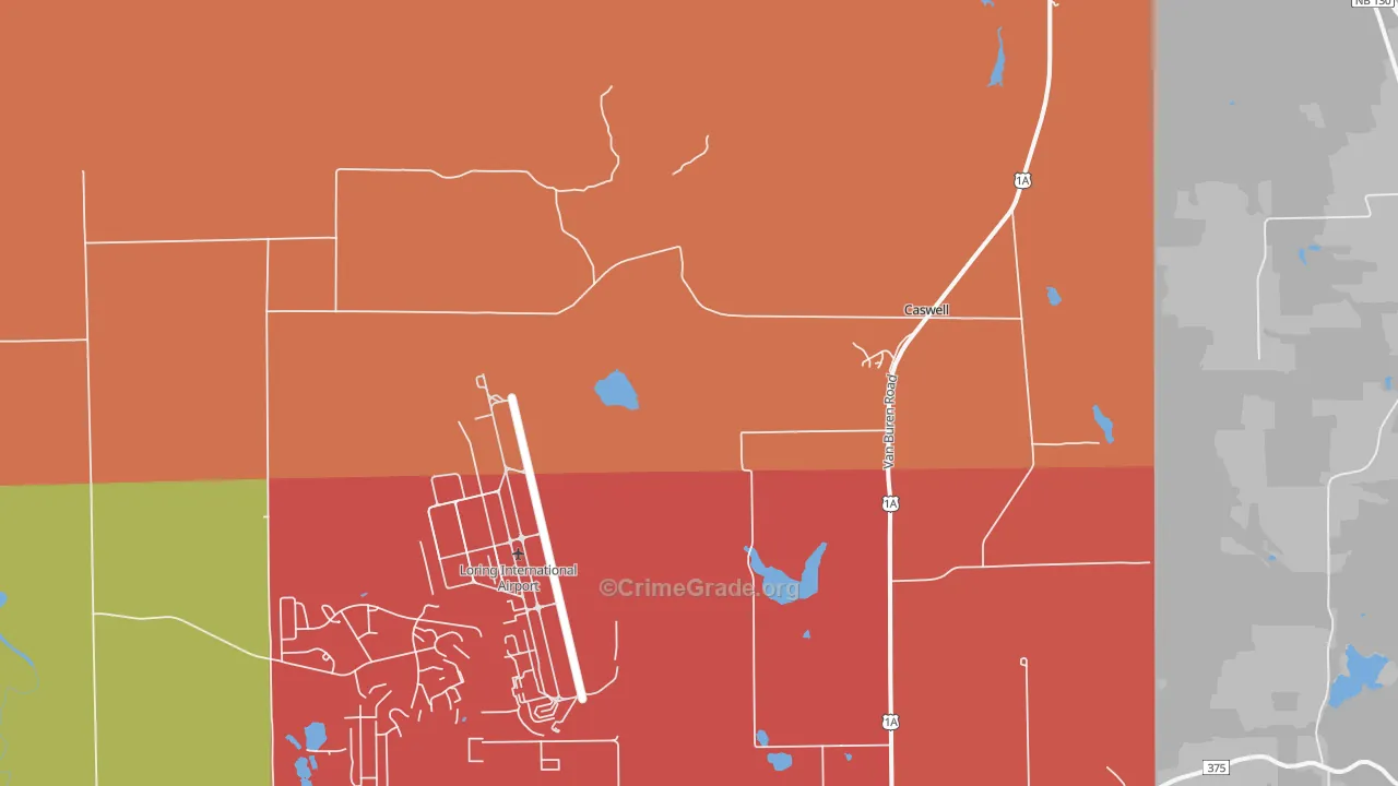 Loring Air Force Base, ME Map of Burglary Rates