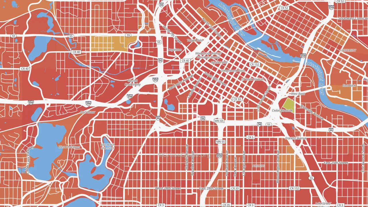 Loring Park, Minneapolis, MN Map of Burglary Rates