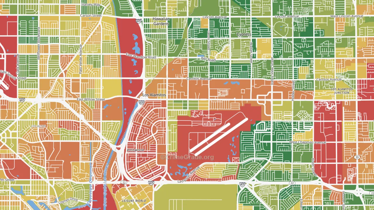 Los Alamitos, CA Map of Burglary Rates