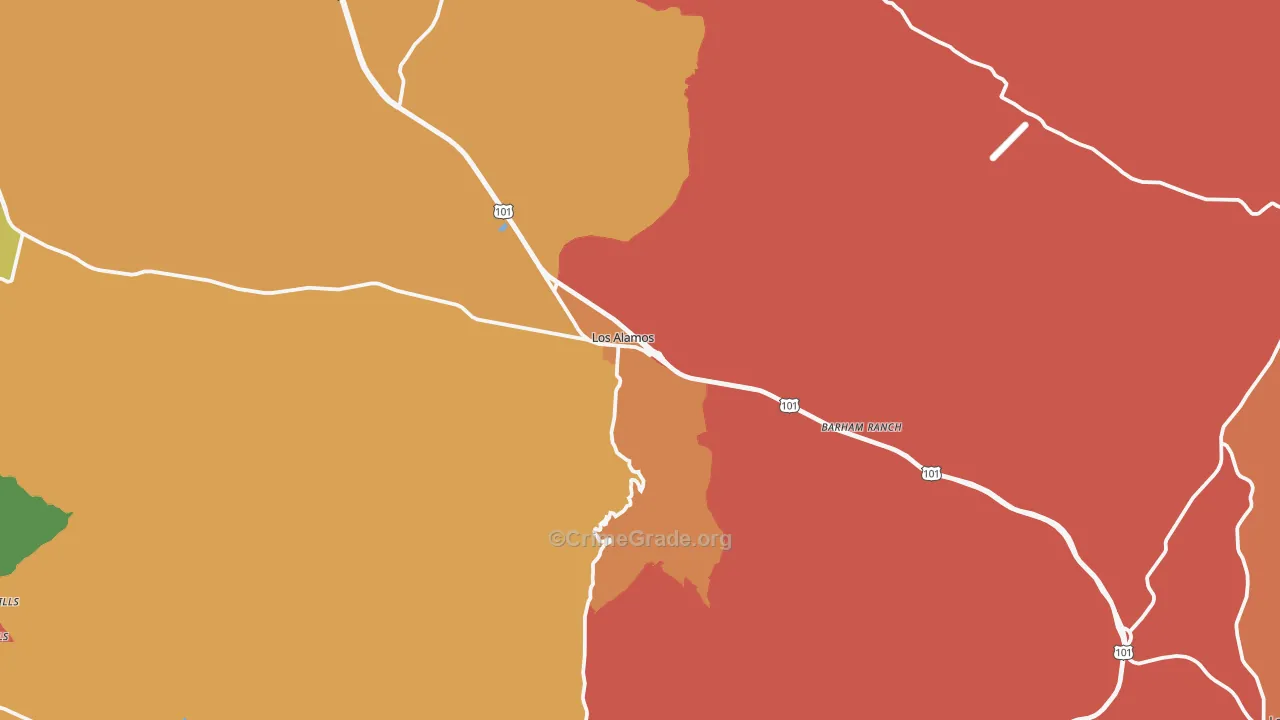 Los Alamos, CA Map of Burglary Rates