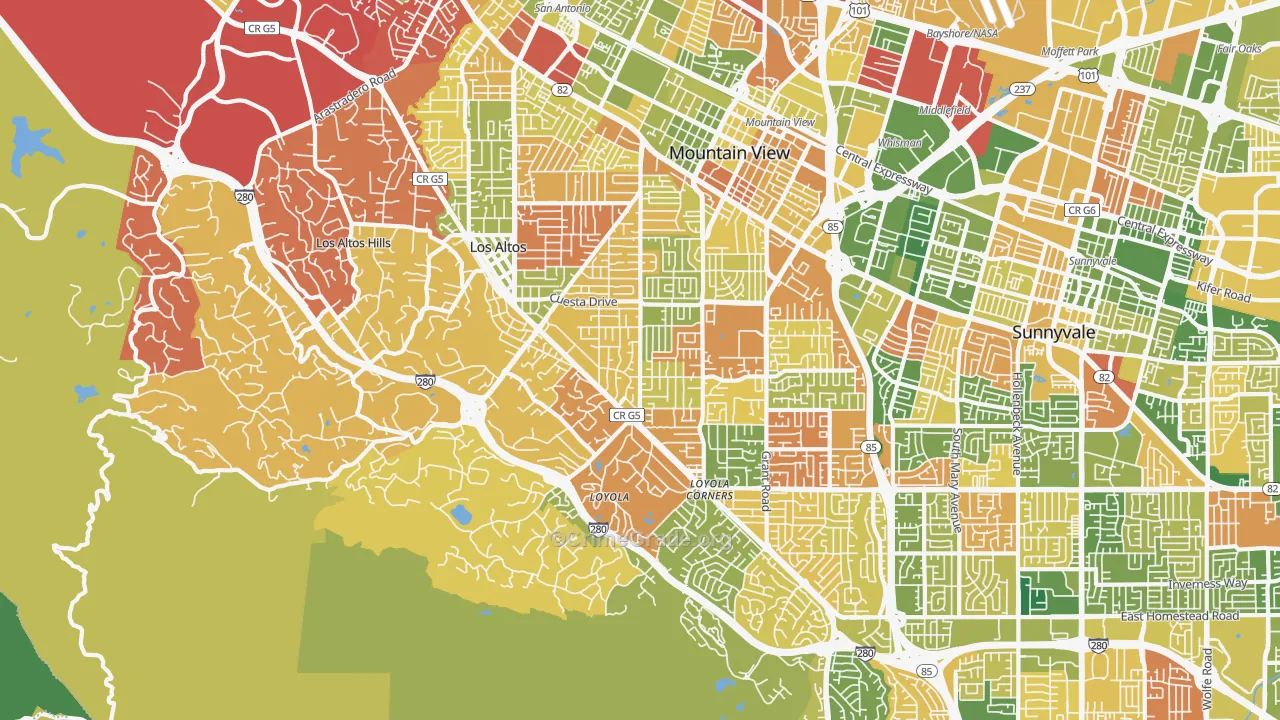 Los Altos, CA Map of Burglary Rates
