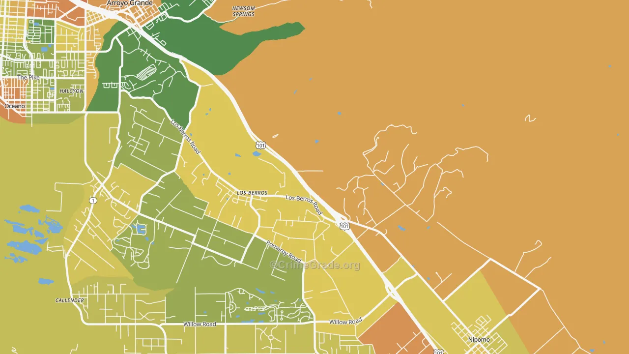 Los Berros, CA Map of Burglary Rates