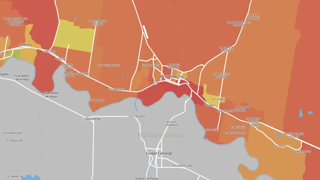 Los Ebanos, TX Map of Burglary Rates
