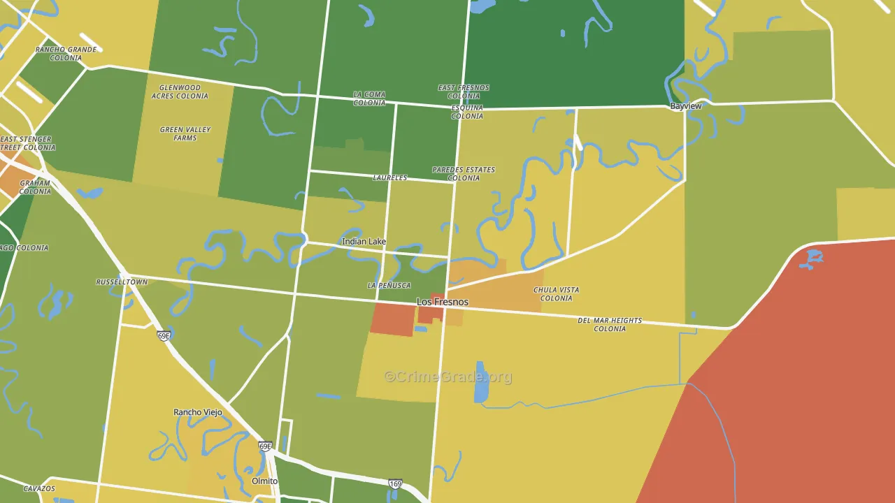 Los Fresnos, TX Map of Burglary Rates