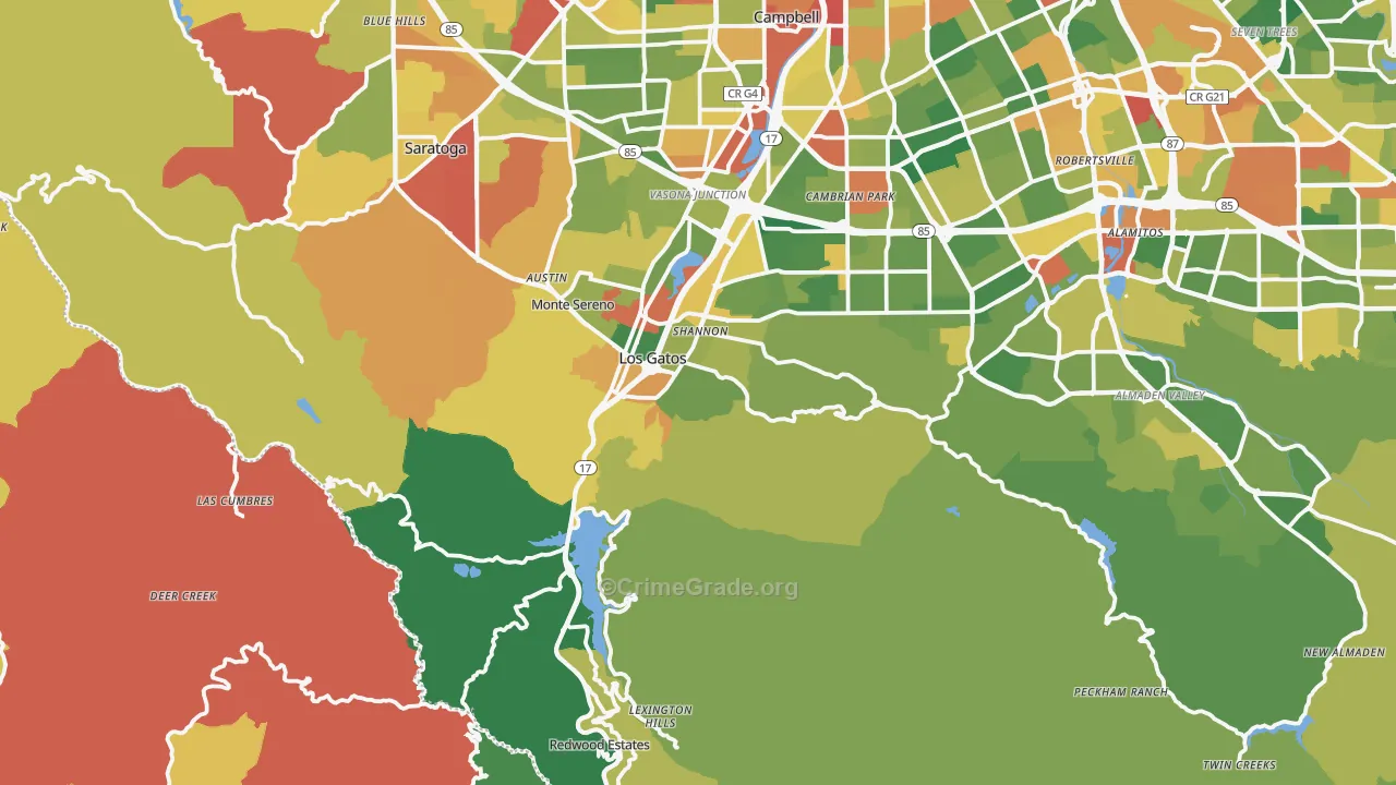 Los Gatos, CA Map of Burglary Rates