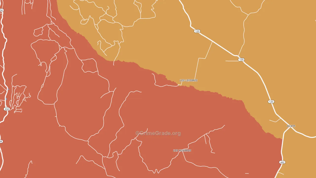 Los Hueros, NM Map of Burglary Rates