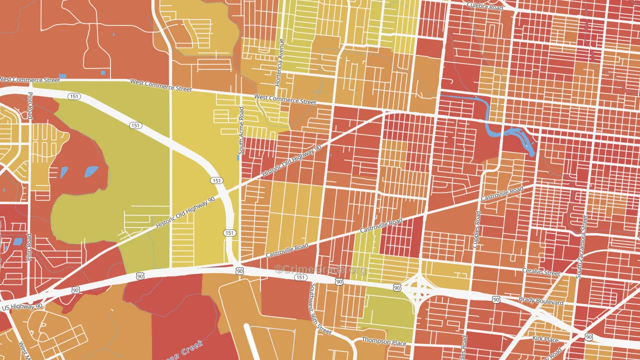 Los Jardines, San Antonio, TX Map of Burglary Rates
