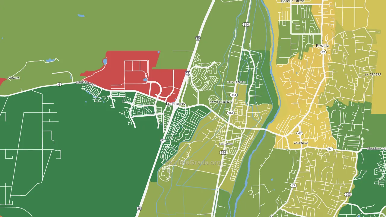 Los Lentes, NM Map of Burglary Rates