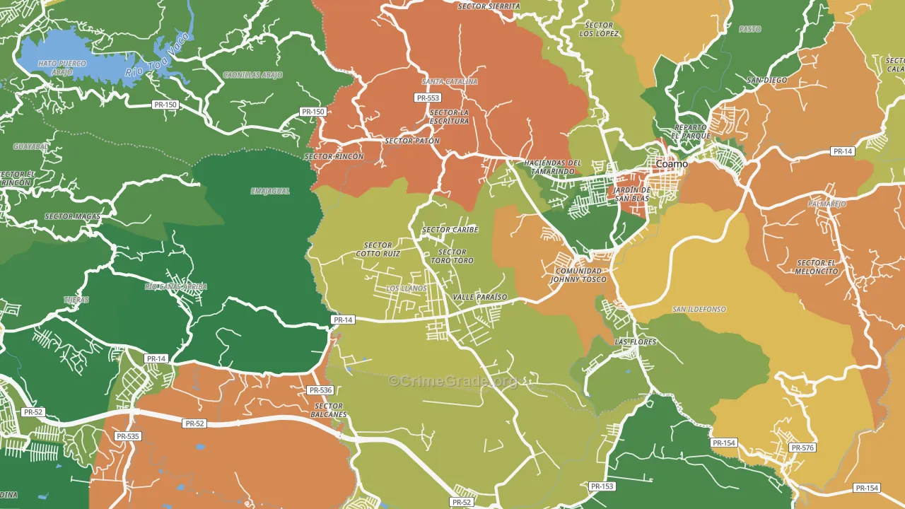 Los Llanos, PR Map of Burglary Rates
