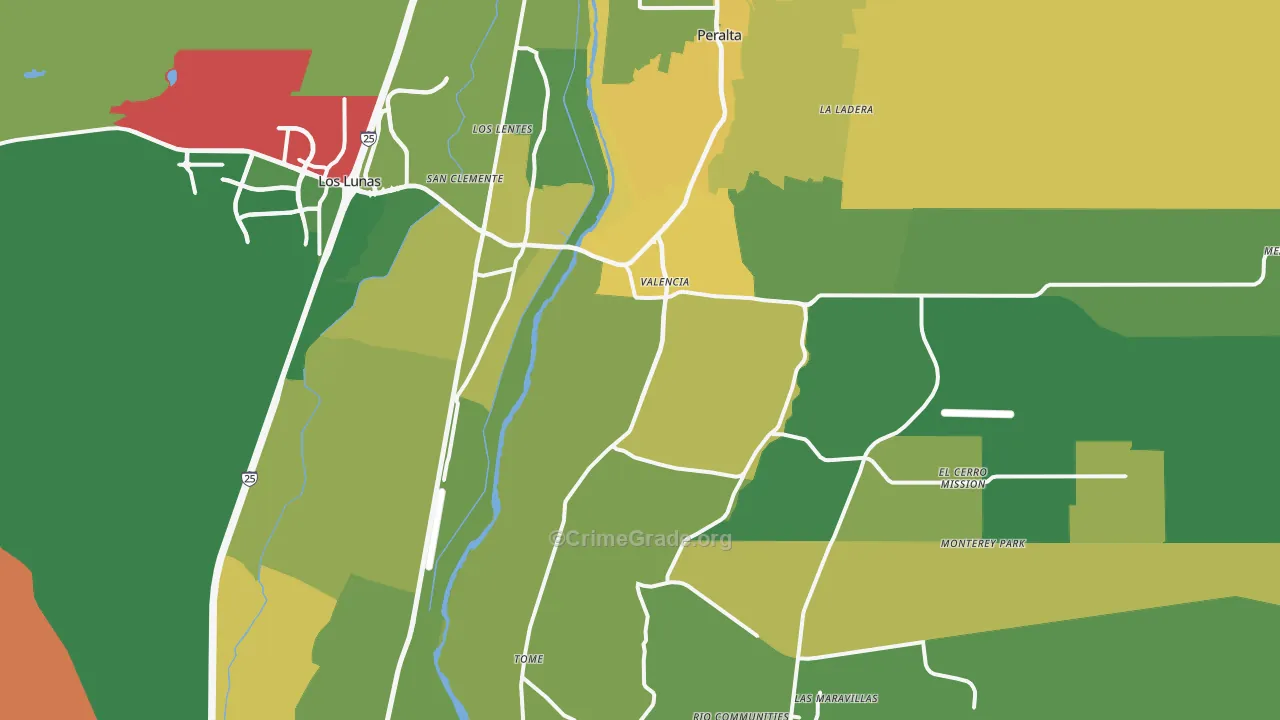 Los Lunas, NM Map of Burglary Rates