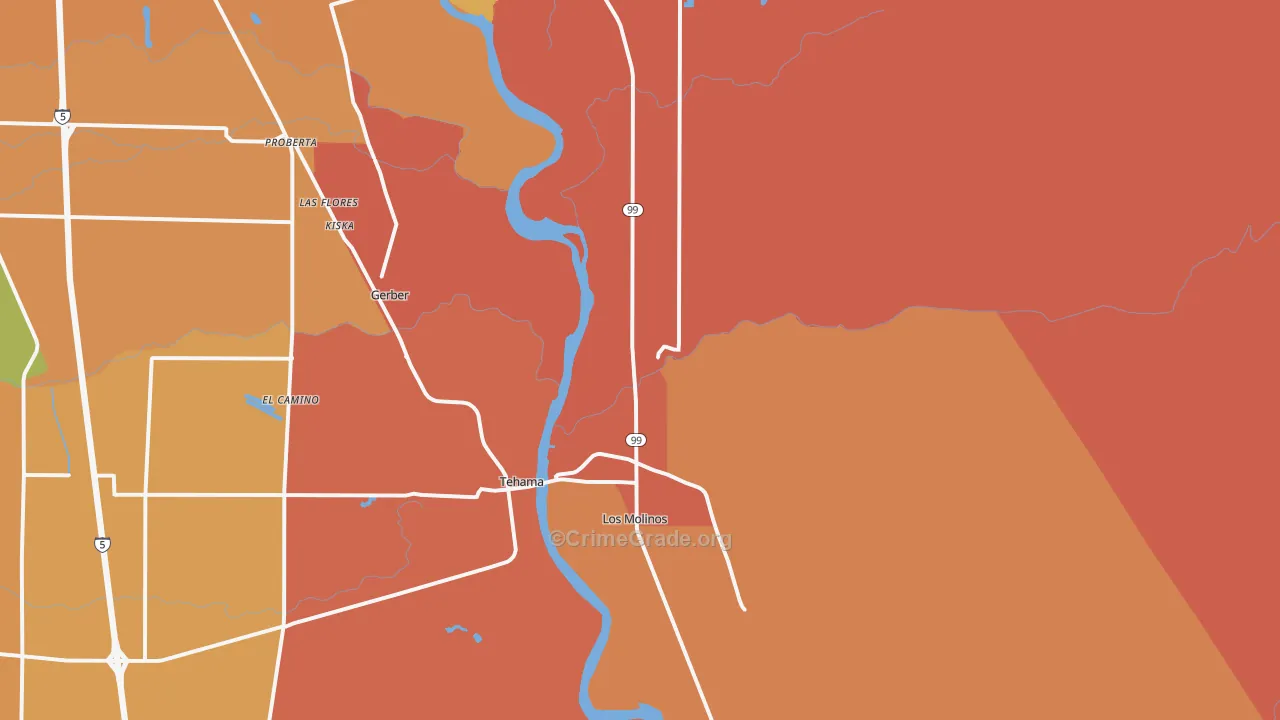 Los Molinos, CA Map of Burglary Rates