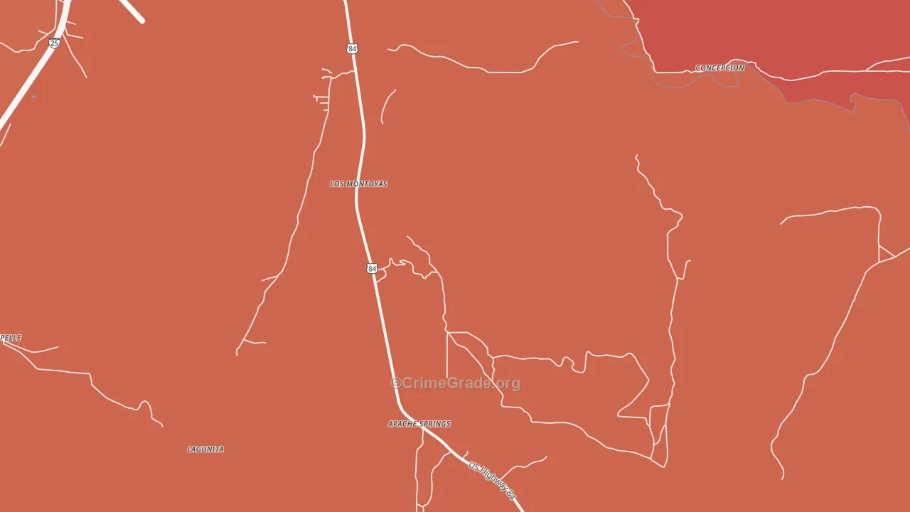 Los Montoyas, NM Map of Burglary Rates