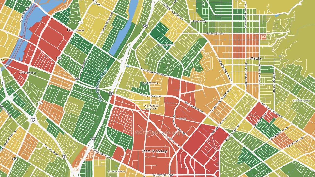 Los Neitos, West Whittier-Los Nietos, CA Map of Burglary Rates