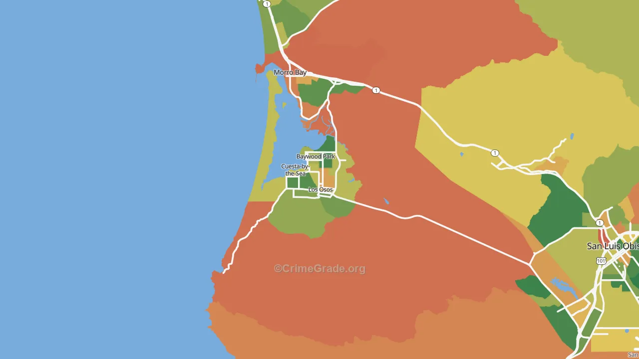 Los Osos, CA Map of Burglary Rates
