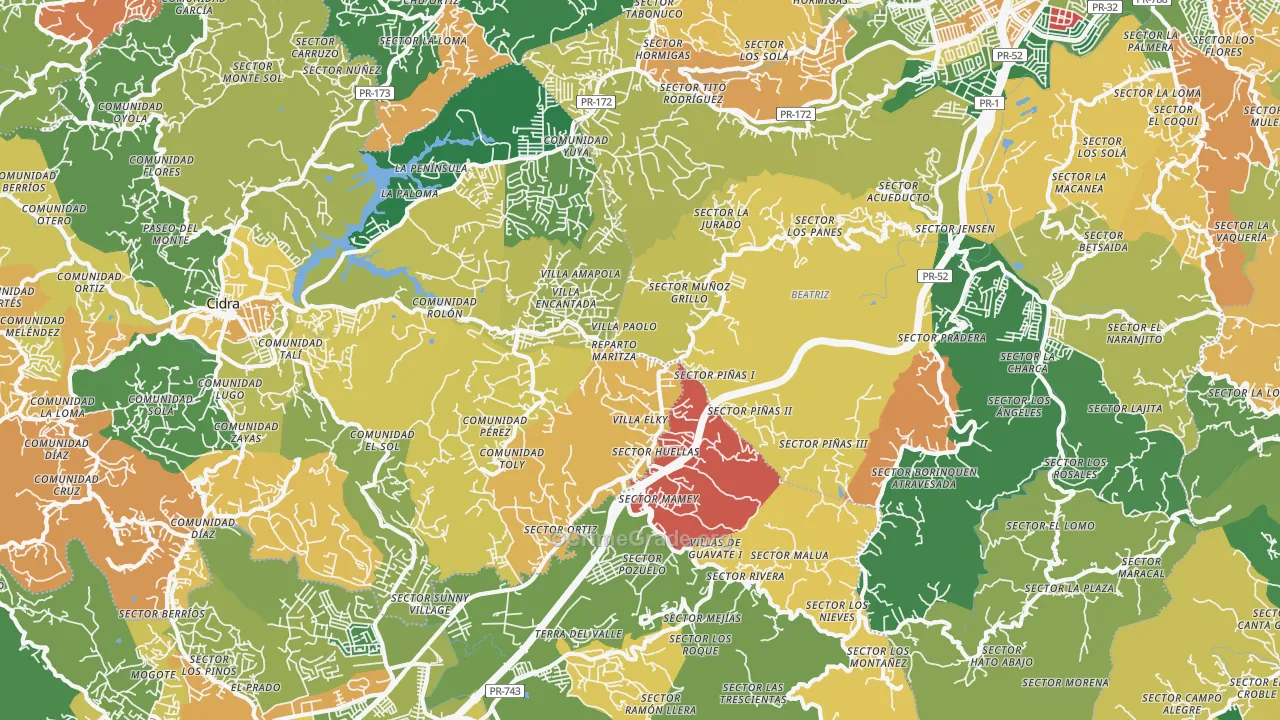 Los Panes, PR Map of Burglary Rates