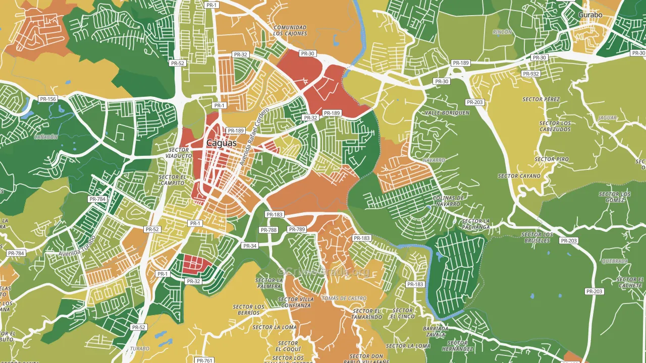Los Prados, PR Map of Burglary Rates