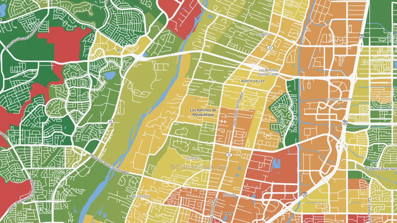 Los Ranchos de Albuquerque, NM Map of Burglary Rates